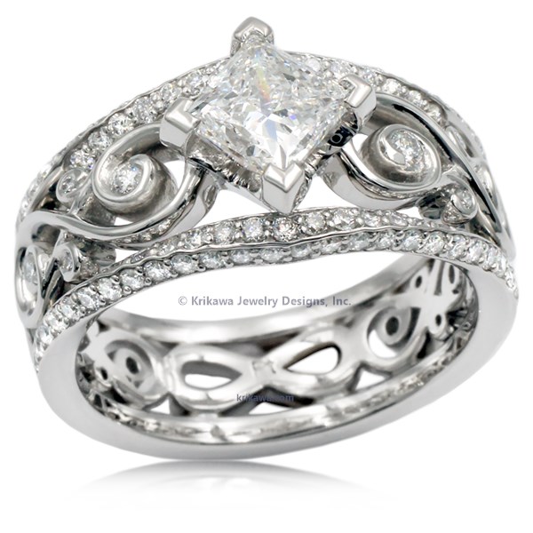 Embellished Infinity Engagement Ring  with Twisted Rails