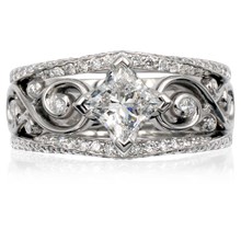 Embellished Infinity Engagement Ring  with Twisted Rails - top view