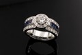 Opulent Stacked Halo Engagement Ring with Sapphires
