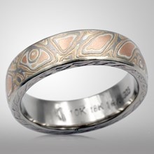 Champagne Mokume Wedding Band With 10K White Gold