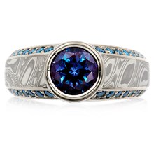 Royal Mokume Juicy Bezel Engagement Ring - top view
