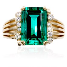 Art Deco Emerald Cut Engagement Ring - top view