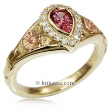 Floral Whimsy Engagement Ring with Ruby