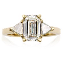 Emerald and Triangle Three-Stone Engagement Ring - top view