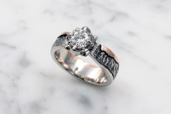 Mountain Engagement Ring with Lotus
