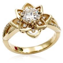 Open Lotus Mandala Engagement Ring
