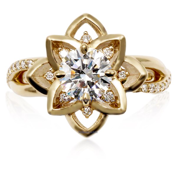 Open Lotus Mandala Engagement Ring