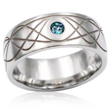 Sinusoidal Wave Wedding Band with Center Stone
