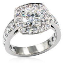 Pave Cushion Halo Engagement Ring