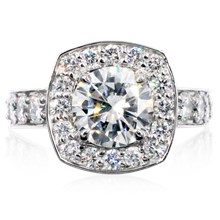 Pave Cushion Halo Engagement Ring - top view