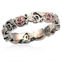 Western Rose Floral Wedding Band
