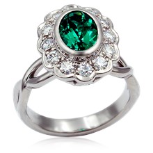 Scalloped Halo Twist Engagement Ring