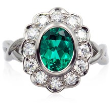Scalloped Halo Twist Engagement Ring - top view