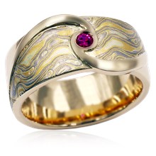 Mokume Raised Swirl Wedding Band