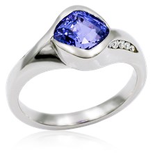 Angular Carved Wave Engagement Ring