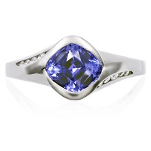 Angular Carved Wave Engagement Ring - top view