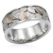 Two-Tone Birch Leaf Wedding Band