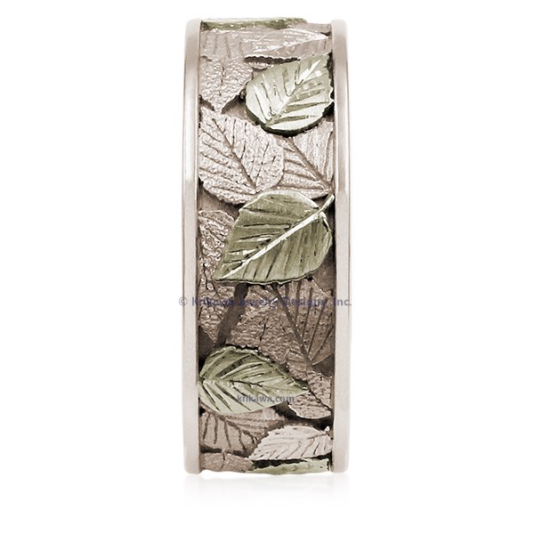  A handcrafted two-toned metal resembles the true love and peace you feel together.