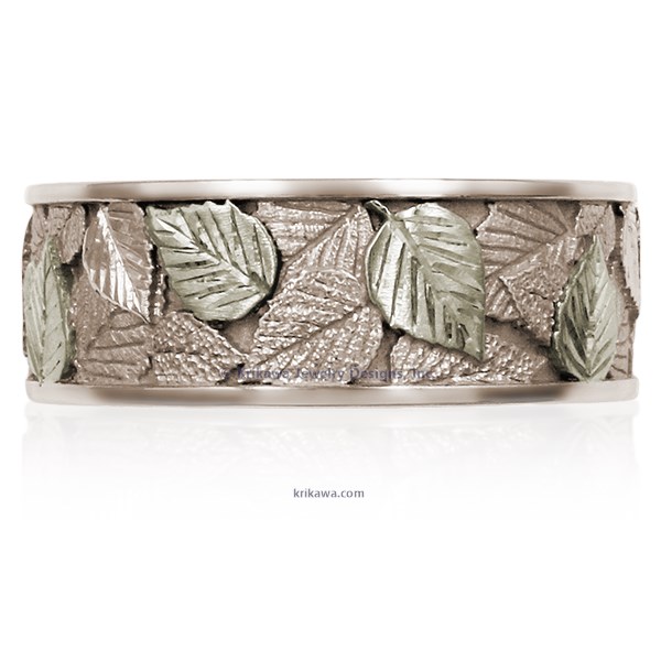  A handcrafted two-toned metal resembles the true love and peace you feel together.