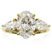 Arched Cathedral Three Stone Engagement Ring - top view