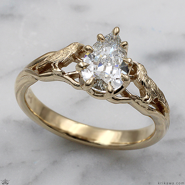 Bird Watcher Engagement Ring With Ravens