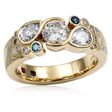 Mokume Bubble Cluster Engagement Ring