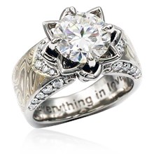 Elegant Lotus Carved Curls Engagement Ring