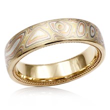 Mokume Millegrained Wedding Band