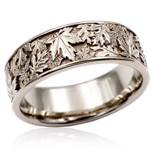 Oak and Maple Leaf Eternity Wedding Band