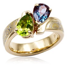 Two Stone Mokume Ring