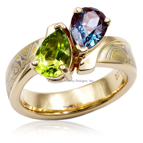 Two Stone Mokume Ring