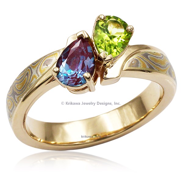 Two Stone Mokume Ring