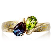 Two Stone Mokume Ring - top view