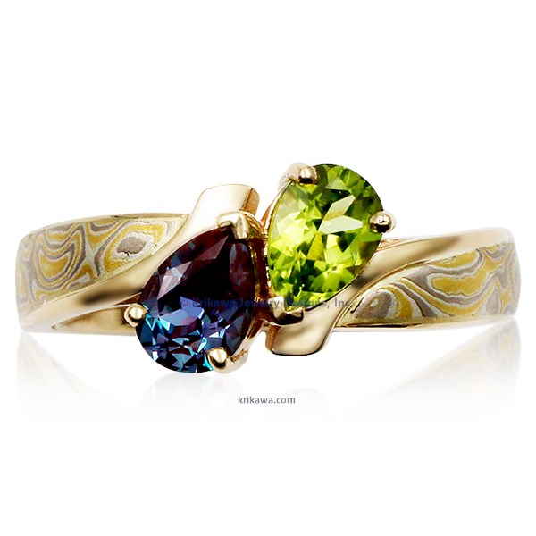 Two Stone Mokume Ring