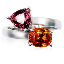 Two-Stone Bypass Ring - top view