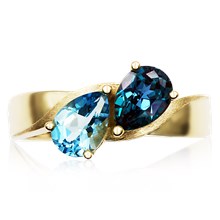 Modern Two-Stone River Twist Engagement Ring - top view