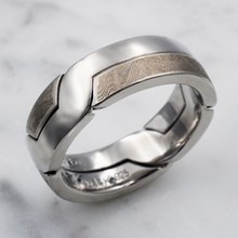 Men's White Mokume Puzzle Ring