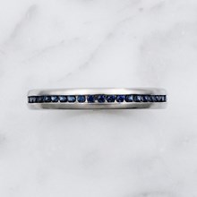 Blue Sapphire Channel Wedding Band - top view