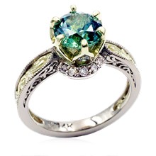 Old World Diamond Halo Scrollwork Engagement Ring