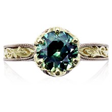 Old World Diamond Halo Scrollwork Engagement Ring - top view