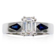Modern Three Stone Engagement Ring - top view