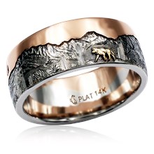 Tri-Tone Mountain Wedding Band