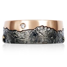 Tri-Tone Mountain Wedding Band - top view