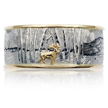 Two Tone Journey Band with Diamonds - top view