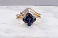 Ascher Cut Solitaire Engagement Ring with Asymmetrical Boho Cluster Wedding Band