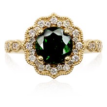 Vintage Ornate Scalloped Halo Engagement Ring - top view