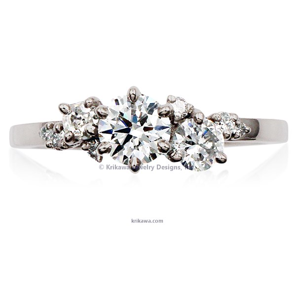 Petite Asymmetrical Cluster Engagement Ring
