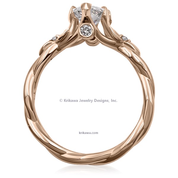 Twisted Leaf Engagement Ring 14k Rose Gold