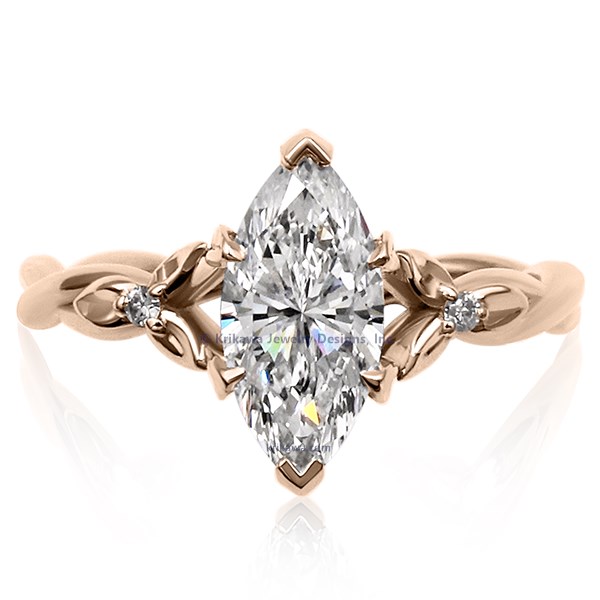 Twisted Leaf Engagement Ring 14k Rose Gold