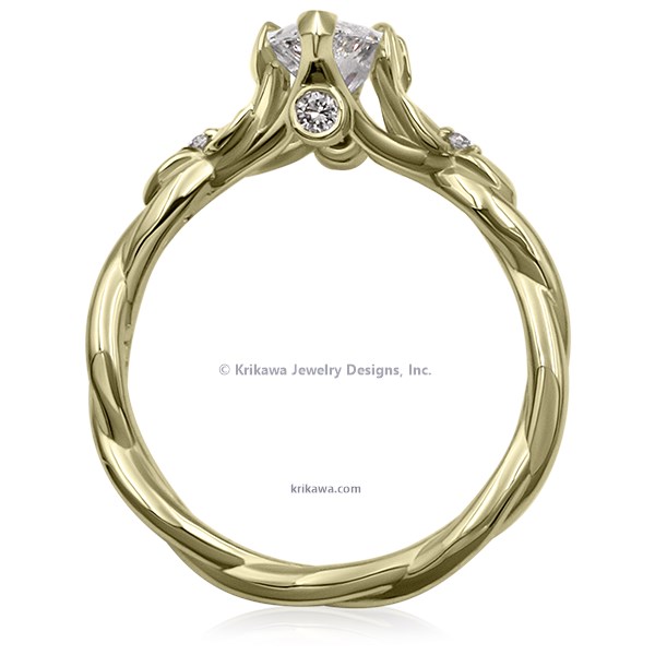 Twisted Leaf Engagement Ring 18k Green Gold